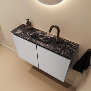 Toiletmeubel Mondiaz Ture Dlux | 80 cm | Meubelkleur Plata | Eden wastafel Lava Midden | 1 kraangat