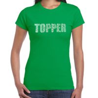 Glitter t-shirt groen Topper rhinestones steentjes voor dames - Glitter shirt/ outfit - thumbnail