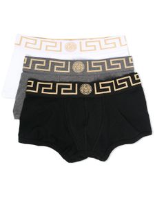 Versace lots de trois boxers à bordures Greca - Noir