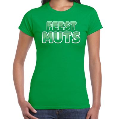Verkleed t-shirt voor dames - Feest muts - groen - carnaval