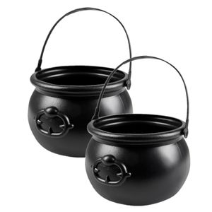 Set van 2x stuks heksenketels/kookpotten zwart kunststof 18 x 14 cm