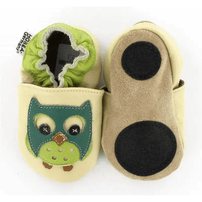 Hobea babyslofjes extra antislip Eule grün-26-27