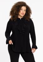 Yoek Blouse volant | Zwart | Maat 42/44