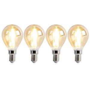 LUEDD Set van 4 E14 dimbare LED lampen P45 goud 3,5W 330 lm 2100K