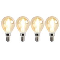 LUEDD Set van 4 E14 dimbare LED lampen P45 goud 3,5W 330 lm 2100K LUEDD Set van 4 E14 dimbare LED lampen P45 goud 3,5W 330 lm 2100K