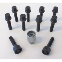H&R Wielboutenset bolkonisch R12 M12x1.50 - Lengte 47mm - Zwart - 10 stuks (bv. Mercedes) - incl. wi HRB1254702SET
