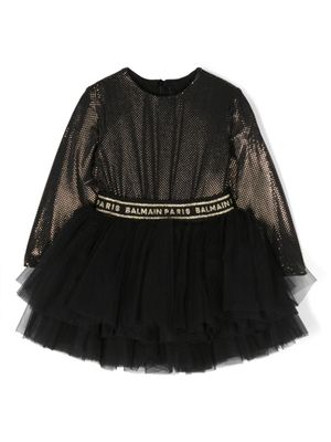 Balmain Kids Jurk verfraaid met pailletten - Zwart Balmain Kids Jurk verfraaid met pailletten - Zwart