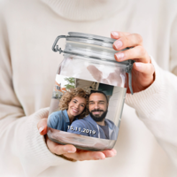 Glazen pot met deksel personaliseren - 1l