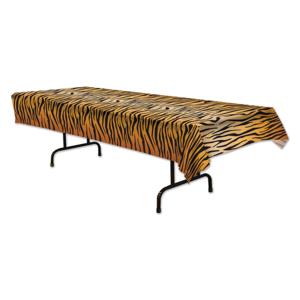Tafellaken/tafelkleed tijger print - 137 x 274 cm - kunststof - Jungle/dieren thema