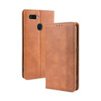 Magnetische Buckle retro Crazy Horse textuur horizontale Flip lederen case voor oppo A7 met houder & kaartsleuven & fotolijstjes (bruin)