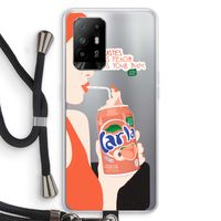 Peach please!: Oppo A94 5G Transparant Hoesje met koord