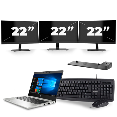 HP ProBook 430 G7 - Intel Core i5-10e Generatie - 13 inch - 16GB RAM - 256GB SSD - Windows 11 + 3x 22 inch Monitor