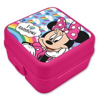 Disney Minnie Mouse broodtrommel/lunchbox voor kinderen - roze - kunststof - 14 x 8 cm - Lunchboxen - thumbnail