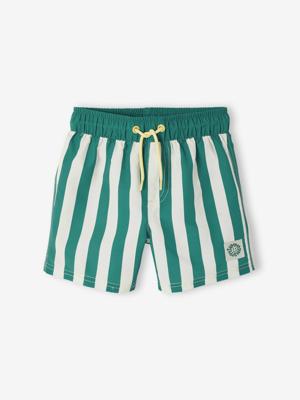 Zwemshort voor jongens groen, gestreept