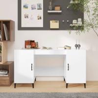 Bureau 140x50x75 cm bewerkt hout hoogglans wit
