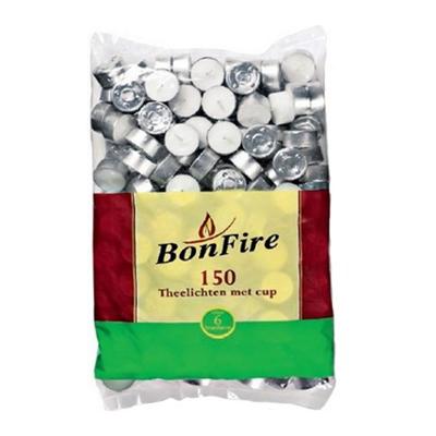 Bonfire - Theelichten Met Cup 6 Branduren - Zak 150 Stuks Bonfire - Theelichten Met Cup 6 Branduren - Zak 150 Stuks
