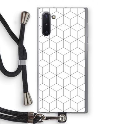Zwart-witte kubussen: Samsung Galaxy Note 10 Transparant Hoesje met koord