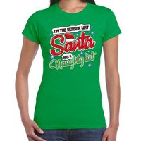 Fout kerstshirt groen why Santa has a naughty list voor dames - thumbnail