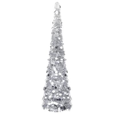 VidaXL Kunstkerstboom pop-up 150 cm pet zilverkleurig