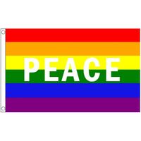 Regenboog Peace vlag 90 x 150 cm - thumbnail