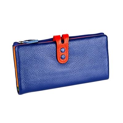 3572 Litchi textuur lederen rits Lady portemonnee grote-capaciteit portemonnee (Sapphire Blue)