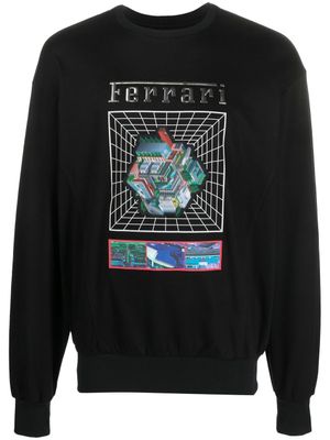 Ferrari sweat en coton à imprimé graphique - Noir