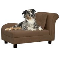 VidaXL Hondenbank met kussen 83x44x44 cm pluche bruin