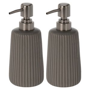 2x stuks zeeppompjes/zeepdispensers chocolade bruin van keramiek 300 ml