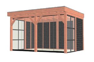 Trendhout Buitenverblijf Mensa L 500x400 cm - Combinatie 1- Plat dak- Onbehandeld lariks Douglas hout- Trendhout
