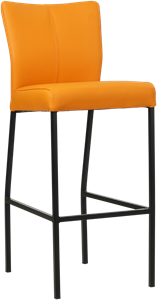 Oranje leren moderne barkruk Revolt - poot vierkant zwart - Toledo Leer Mandarin (oranje leer)