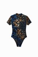 Body met textuur en dierenprint - BROWN - XL