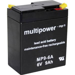 multipower MP9-6A Loodaccu 6 V 9 Ah Loodvlies (AGM) (b x h x d) 97 x 118 x 56 mm Kabelschoen 4.8 mm Onderhoudsvrij, Geringe zelfontlading