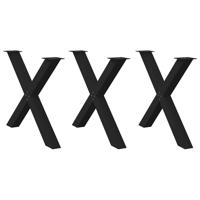 Eettafelpoten 3 st X-vormig 90x(72-73) cm staal zwart