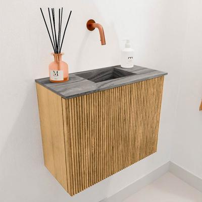 Toiletmeubel Mondiaz Joya Dlux | 50 cm | Meubelkleur Oak | Faye wastafel Sombra Wasbak Rechts | Zonder kraangat(en)