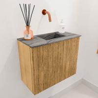 Toiletmeubel Mondiaz Joya Dlux | 50 cm | Meubelkleur Oak | Faye wastafel Sombra Wasbak Rechts | Zonder kraangat(en)