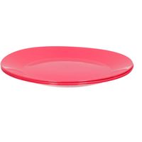 3x ontbijt/diner bordjes van hard kunststof 21 cm in het roze - Campingborden - thumbnail