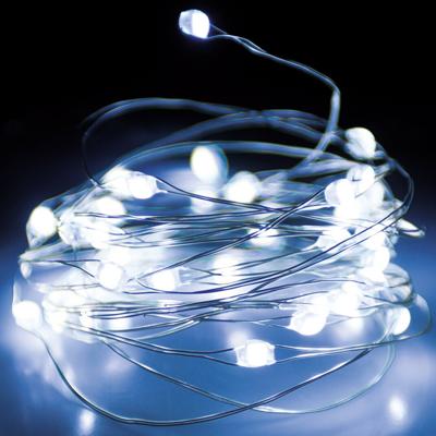 2x draadverlichting - zilver- 66 led lampjes - helder wit - batterij - 100 cm