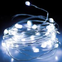 2x draadverlichting - zilver- 66 led lampjes - helder wit - batterij - 100 cm