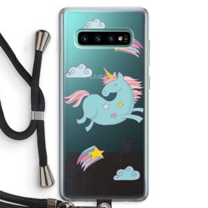 Vliegende eenhoorn: Samsung Galaxy S10 Plus Transparant Hoesje met koord