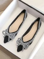 Sparkling Rhinestone Bowknot Fashion Flat Shallow Shoes - thumbnail