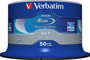 Verbatim BD-R SL Datalife 25 GB blu-ray media 6x, 50 stuks