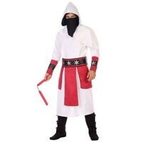 Ninja vechter verkleed kostuum wit/rood voor heren - thumbnail