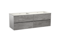 Storke Edge zwevend badmeubel 150 x 52 cm beton donkergrijs met Mata dubbele wastafel in mat witte solid surface - thumbnail