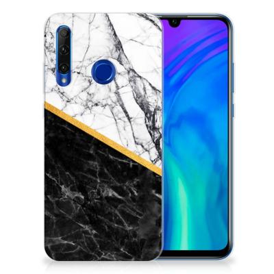 Honor 20 Lite | TPU | Siliconen hoesje | Marmer Wit Zwart - Origineel Cadeau Man