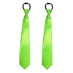 2x stuks carnaval verkleed Stropdas neon groen