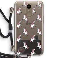 Eenhoorns overal: LG K10 (2017) Transparant Hoesje met koord