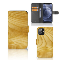 iPhone 12 | 12 Pro (6.1") Book Style Case Licht Hout - thumbnail
