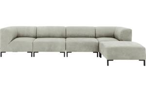 Goossens Excellent Bank Marshall Met Hocker grijs, leer, 2 x 1,5-zits, urban industrieel