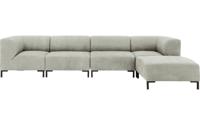 Goossens Excellent Bank Marshall Met Hocker grijs, leer, 2 x 1,5-zits, urban industrieel