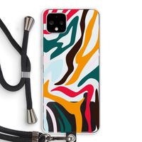 Colored Zebra: Pixel 4 XL Transparant Hoesje met koord